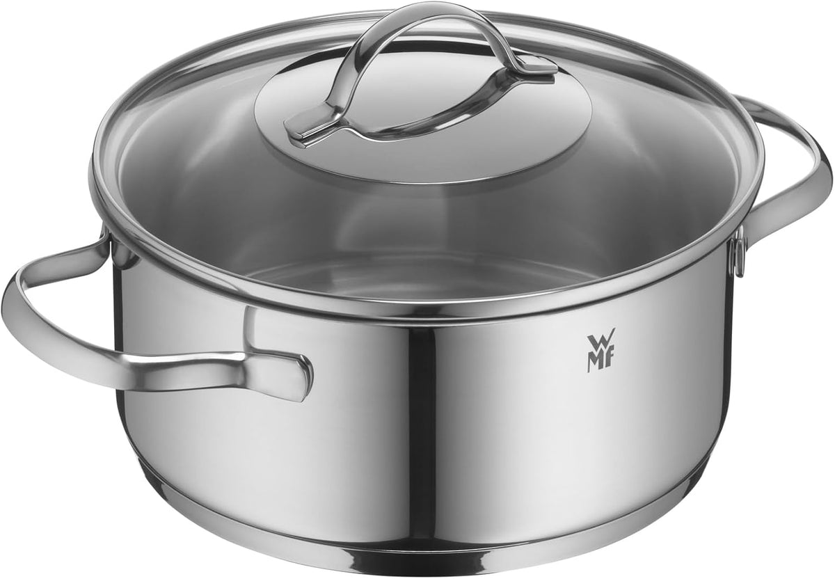 WMF Provence Plus Topfset Induktion 5-teilig, Kochtopf Set unbeschichtet mit Glasdeckel, für alle Herdarten geeignet, Induktions Töpfe Set, ohne Skalierung, Cromargan Edelstahl poliert