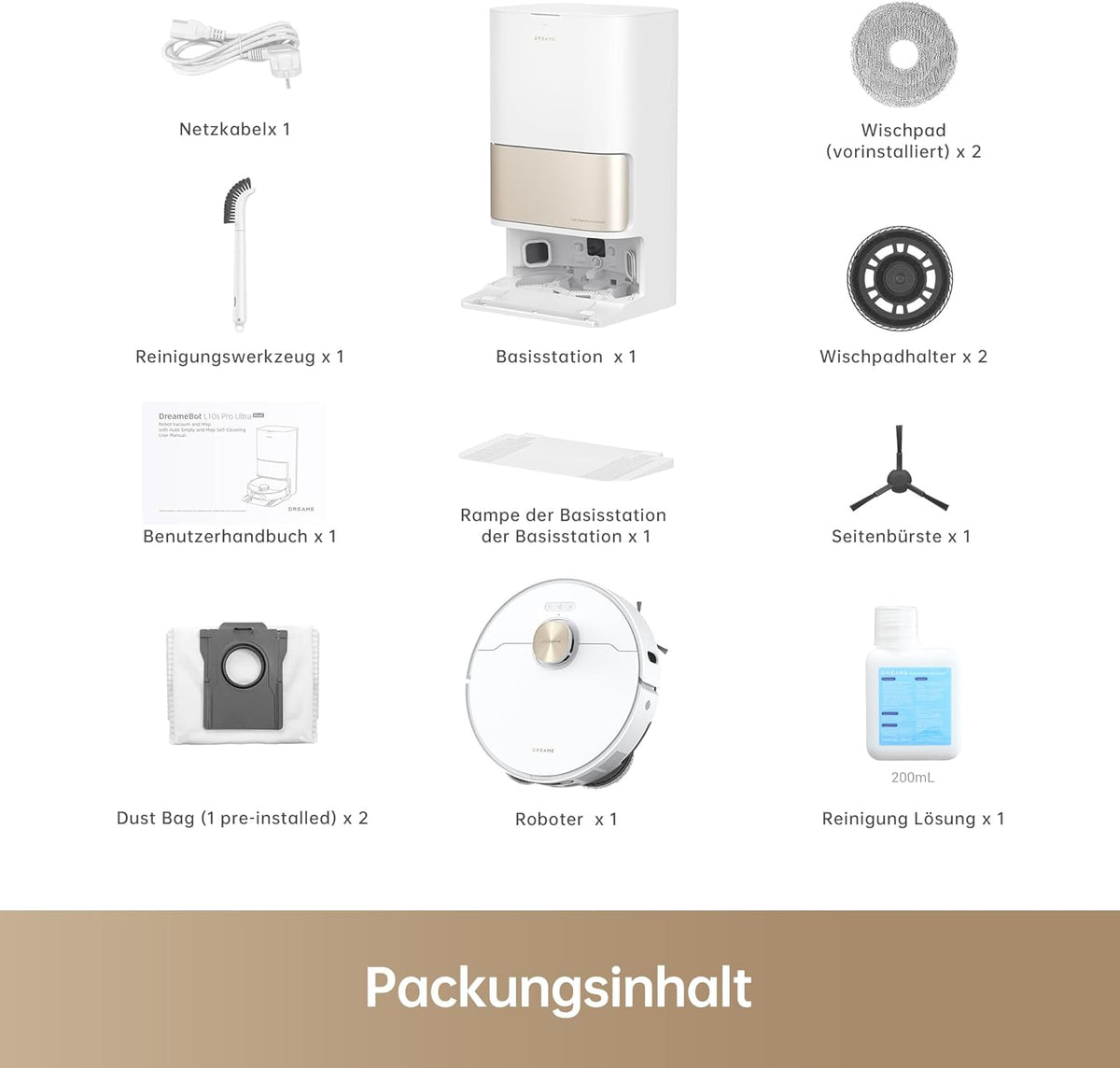 dreame L10s Pro Ultra Heat Saugroboter mit Wischfunktion, Automatische Moppreinigung mit heißem Wasser, Moppverlängerung, 7.000 Pa Saugkraft, Doppelte Mopp- und Bodenreinigung, Teppicherkennung