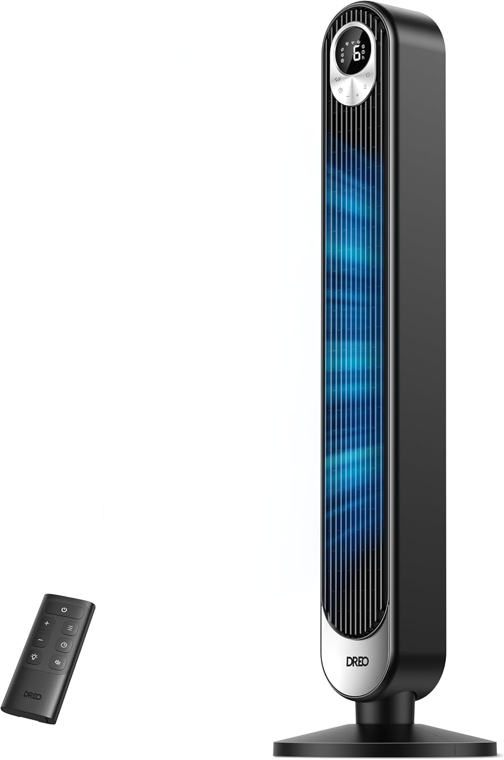 Dreo 20dB Turmventilator Leiser, 9M Windentfernung Ventilator mit Kühlung Fernbedienung, 6 Geschwindigkeitstufen 4 Modi, 90° Oszillierender Stand Ventilatoren für Schlafzimmer, Tower Fan mit 12H Timer