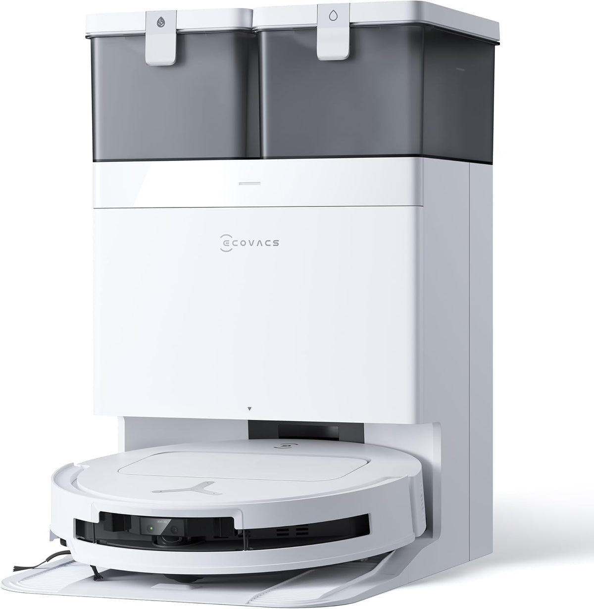 ECOVACS DEEBOT T50 Omni Saugroboter mit Wischfunktion,15.000 Pa, T30 Omni-Upgrade, Ausziehbare Seitenbürste und Mopp, ZeroTangle 2.0, Moppwäsche mit 75°C heißem Wasser, All-in-One Station