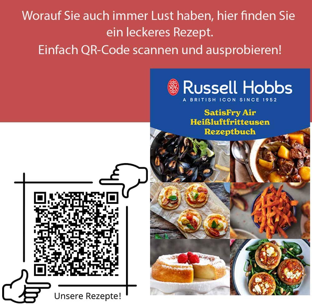 Russell Hobbs Heißluftfritteuse 2 Kammern 9L Rapid AirFryer [2 Fächer je 4,5l, sehr leiser Betrieb, 9 Programme] SatisFry Fritteuse (spülmaschinenfest, Match & Synchronisierungsfunktion) 27681-56
