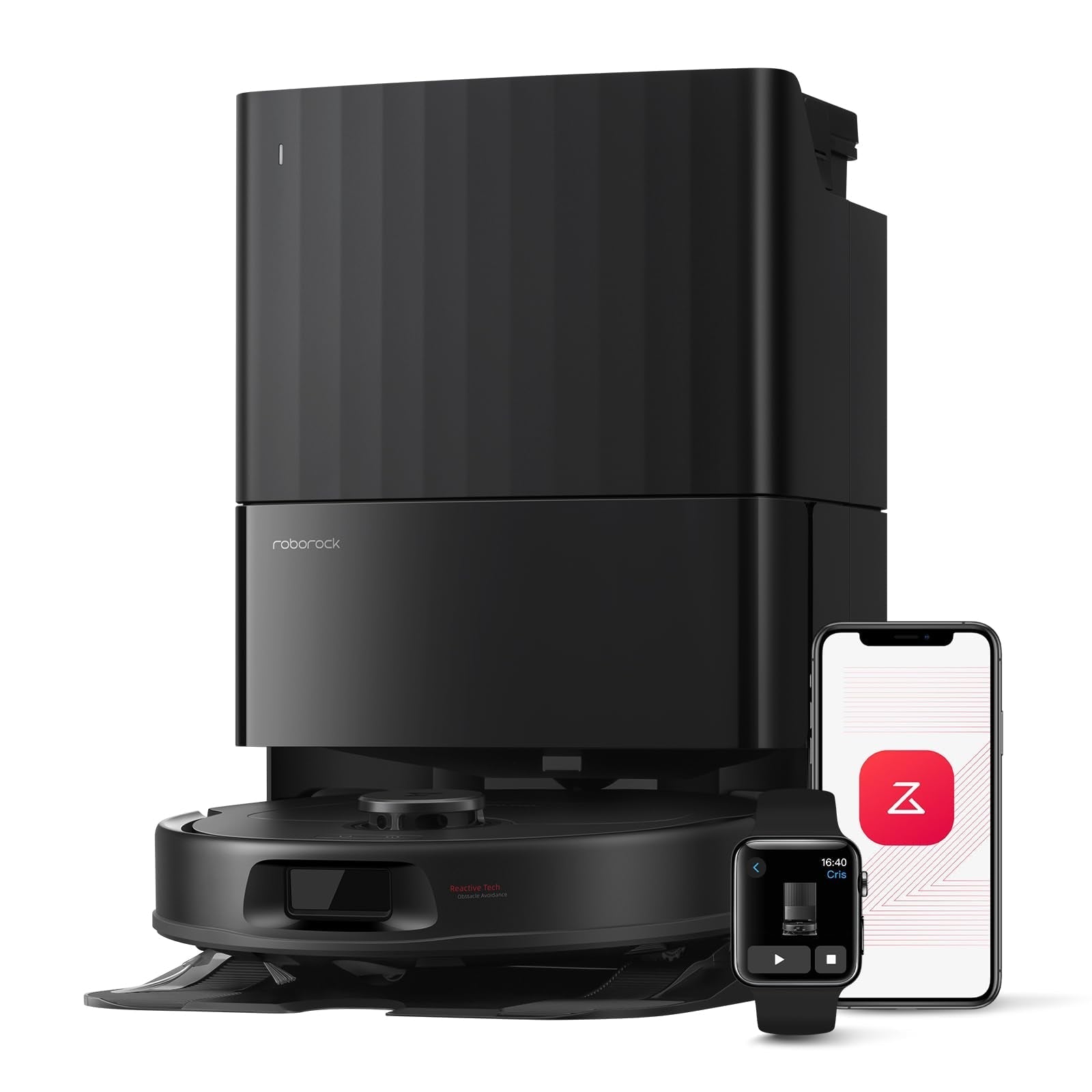 roborock Qrevo Serie Saugroboter mit Wischfunktion, 8000Pa Saugkraft(verbessert von Qrevo S), Anti-Verfilzungs-Seitenbürste, Hindernisvermeidung, LiDAR-Navigation, All-in-One Dock,Schwarz(QV 35A Set)
