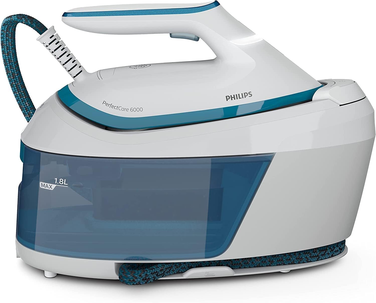 Philips PerfectCare 6000 Series Dampfbügelstation, Leistungsstarker Dampf, Kompaktes Design, 1,8L Abnehmbarer Wassertank, SteamGlide Advanced Bügelsohle (PSG6064/80)