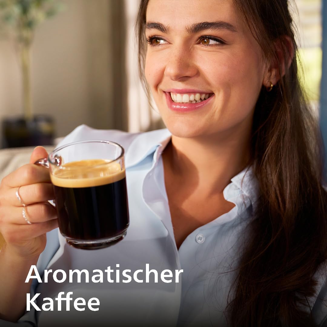 Philips Serie 5500 Kaffeevollautomat – LatteGo Milchsystem, 20 heiße und kalte Kaffeespezialitäten, 40% leiser mit SilentBrew, QuickStart, Grau (EP5544/50)
