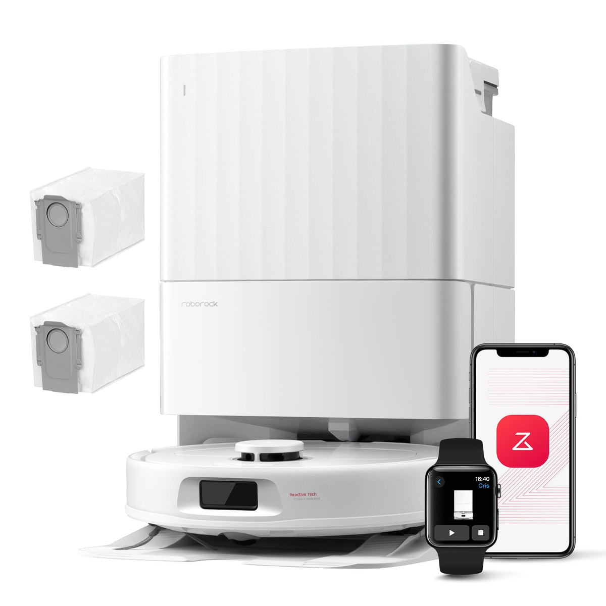 roborock Qrevo Serie Saugroboter mit Wischfunktion, 8000Pa Saugkraft(verbessert von Qrevo S), Anti-Verfilzungs-Seitenbürste, Hindernisvermeidung, LiDAR-Navigation, All-in-One Dock,Schwarz(QV 35A Set)