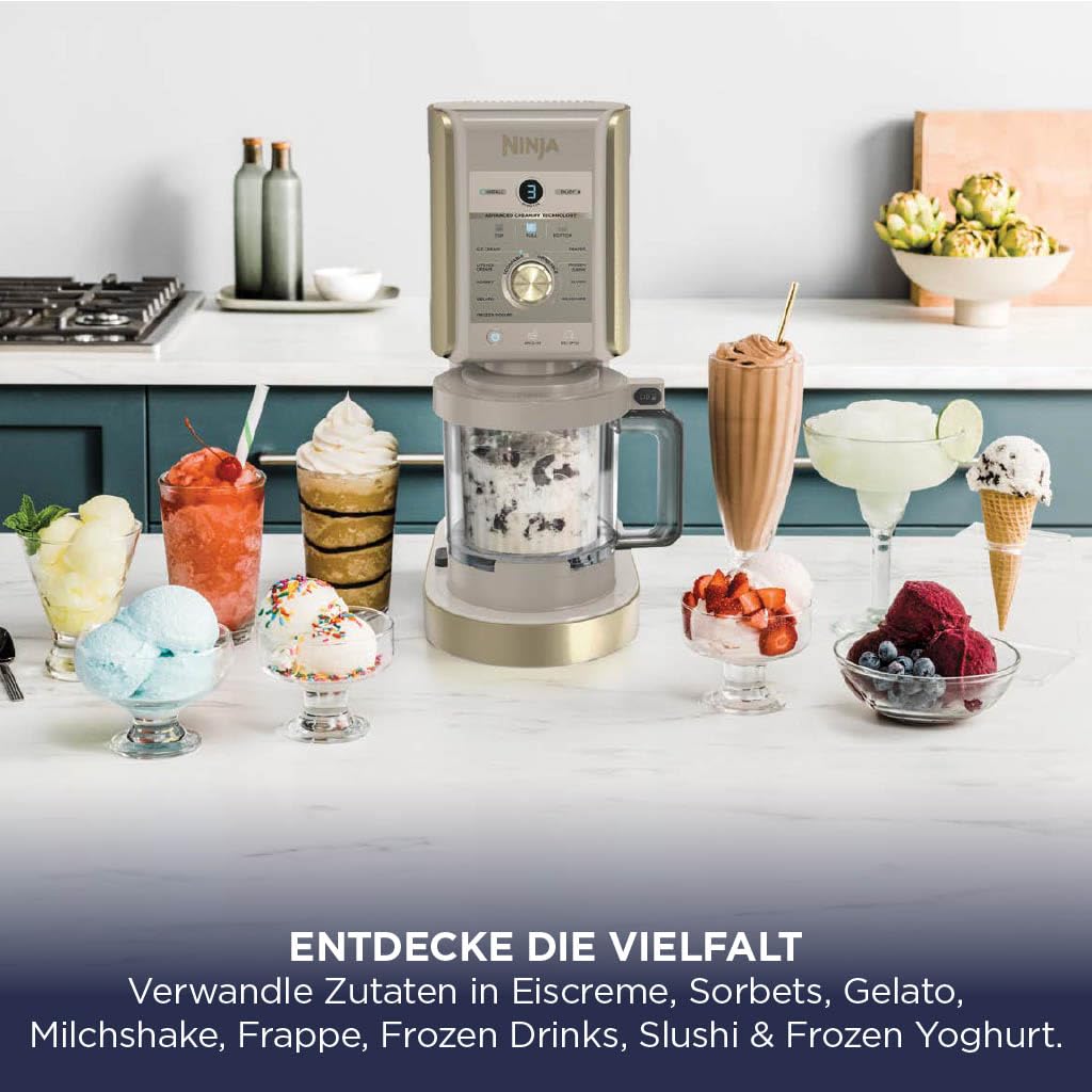 Ninja CREAMi Deluxe Eismaschine mit 2 Behältern, Stone Gold, NC502EUSTGD