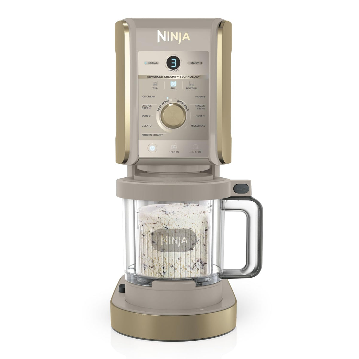 Ninja CREAMi Deluxe Eismaschine mit 2 Behältern, Stone Gold, NC502EUSTGD