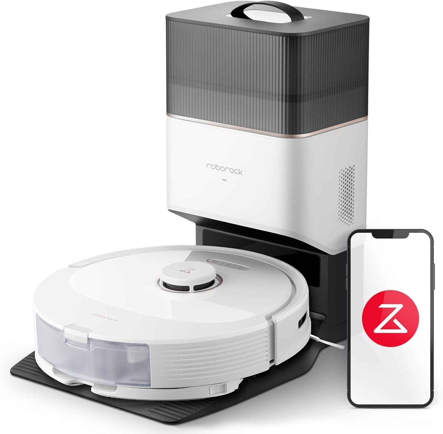 roborock Q8 Max+ Saugroboter mit Absaugstation, DuoRoller-Bürste, 5500Pa Saugkraft, 2,5L Staubbeutel, 350mL Wassertank, Wischroboter PreciSense-LiDAR-Navigation (Schwarz)