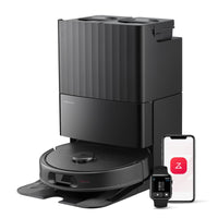 roborock QV 35S-Set Saugroboter mit Wischfunktion, 10.000 Pa HyperForce Saugkraft, Anti-Tangle-Bürsten, Anhebbare Schleudermopps, Intelligente Hindernisvermeidung, All-in-One Dock (Schwarz)
