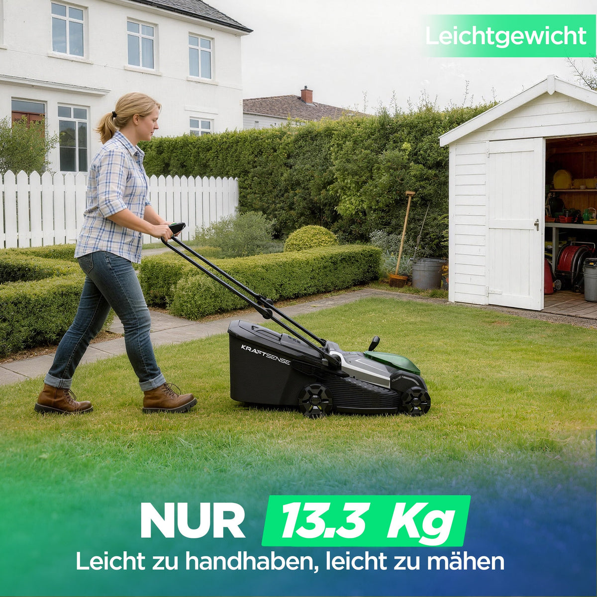Kraftsense U20X Slim 40V Akku-Rasenmäher bürstenlos 43 cm inkl. 2 × 5,0Ah Akkus