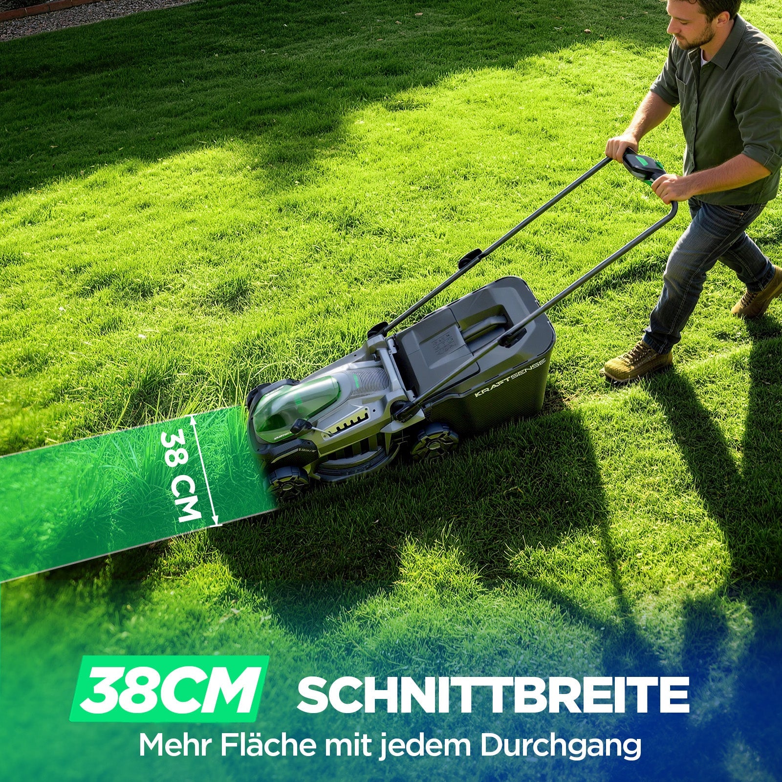 Kraftsense U20X  Slim 40V Akku-Rasenmäher bürstenlos 38 cm inkl. 2 × 5,0Ah Akkus
