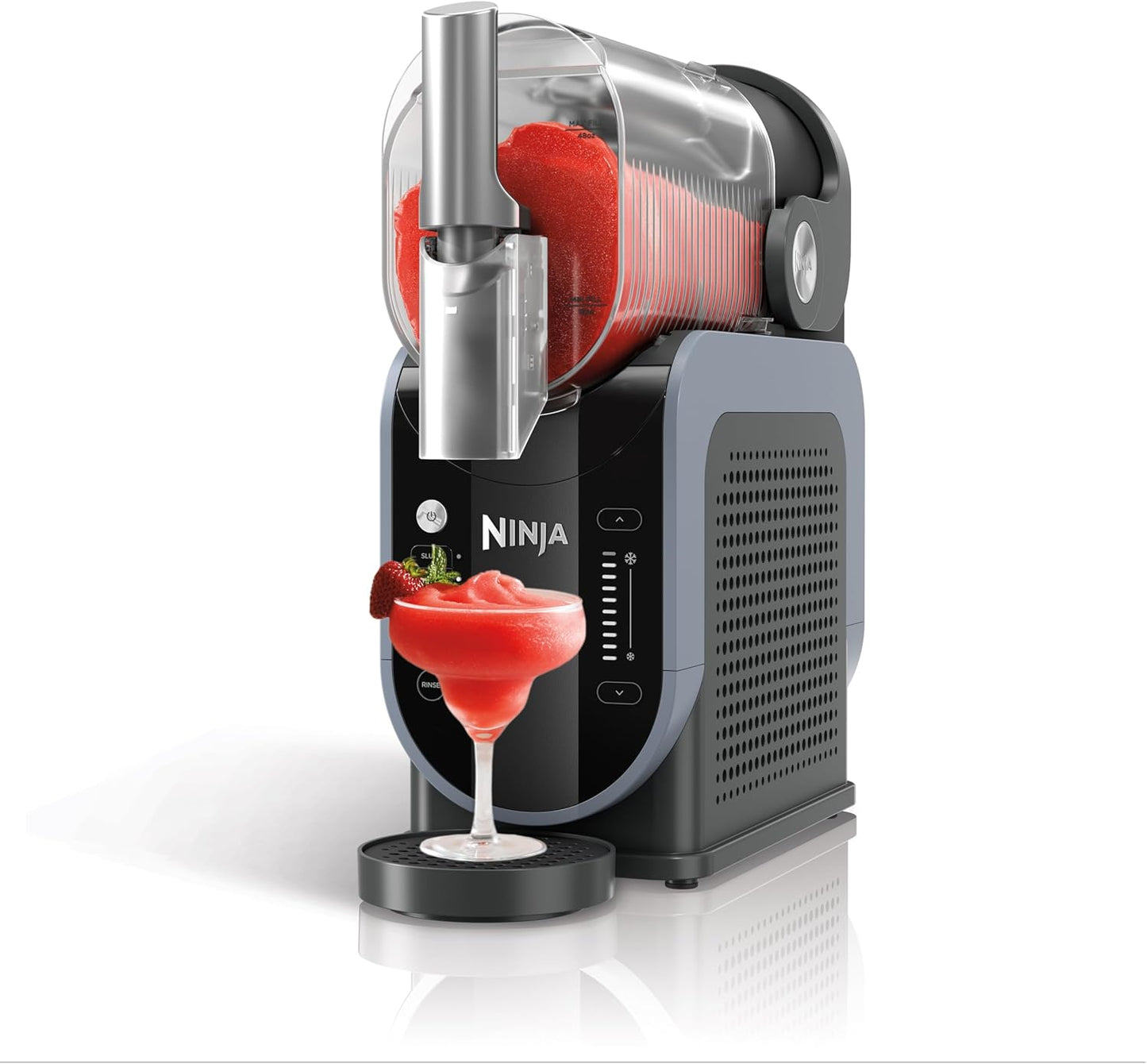 Ninja SLUSHi Maschine für Slush, Eis-Cocktails, Frappé, Milchshakes & gefrorenen Saft, ohne Eis oder Vorbereitungsaufwand, WhisperChill-Technology, fasst 1,9 L, Blau & Grau, FS301EU