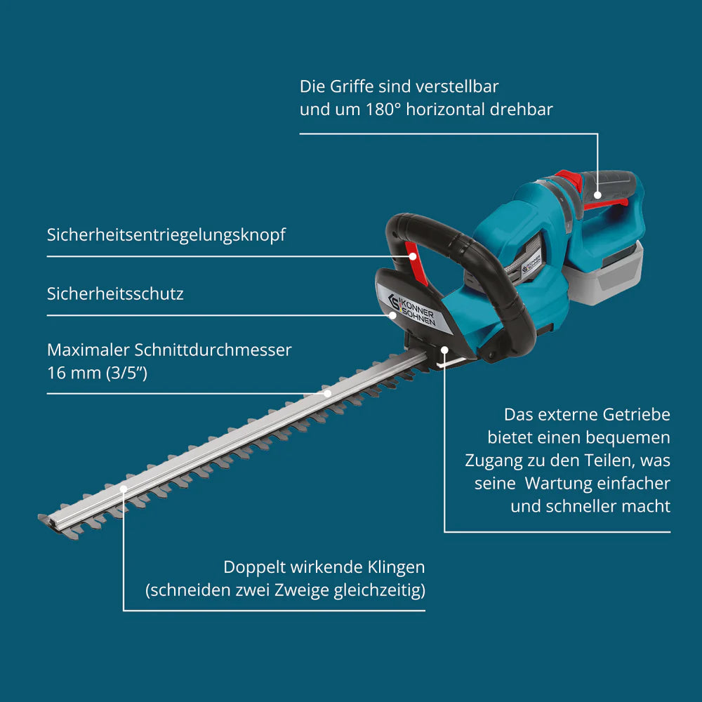 "Könner & Söhnen"  Akku-Heckenschere KS HT-20V