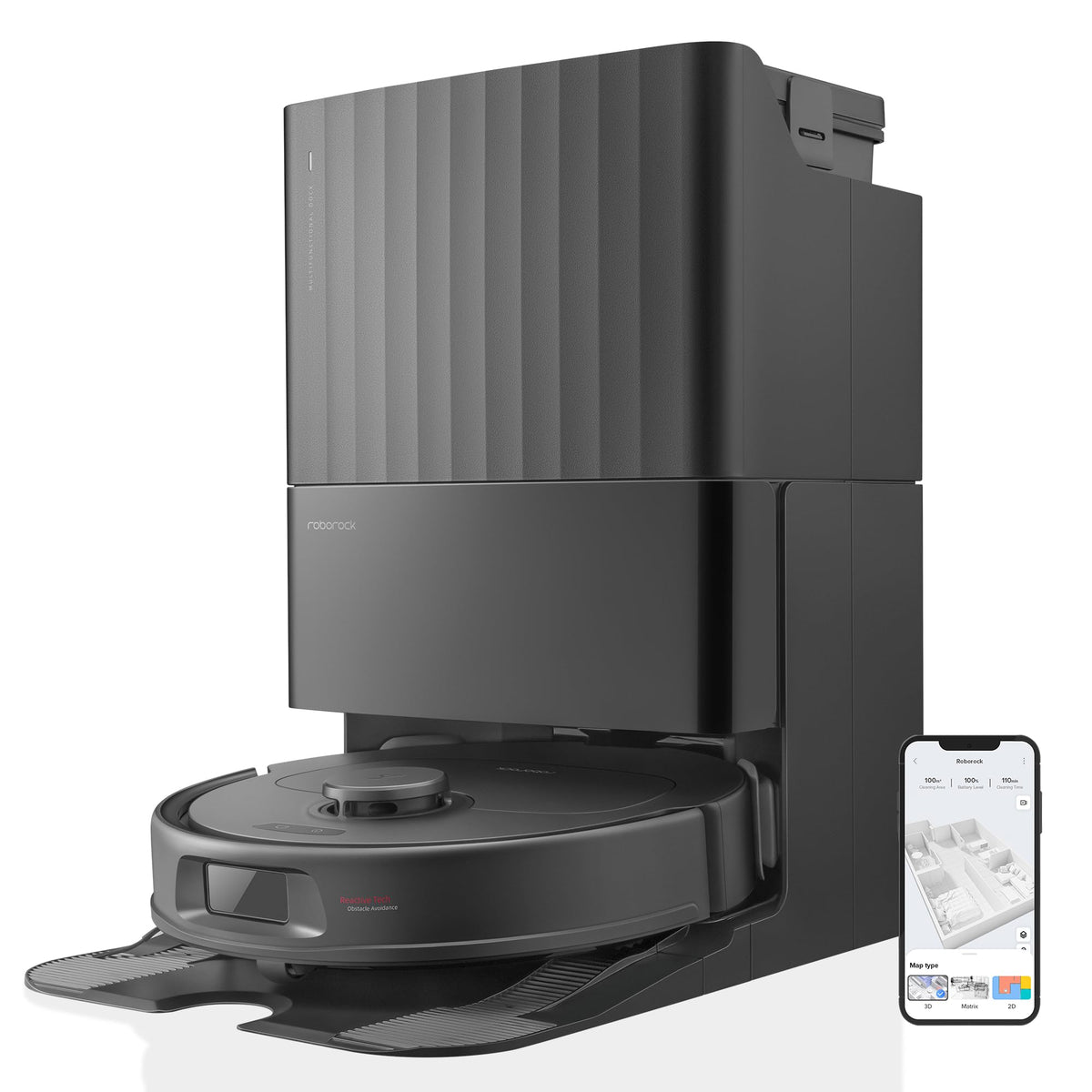 roborock Qrevo Serie Saugroboter mit Wischfunktion, 8000Pa Saugkraft(verbessert von Qrevo S), Anti-Verfilzungs-Seitenbürste, Hindernisvermeidung, LiDAR-Navigation, All-in-One Dock,Schwarz(QV 35A Set)