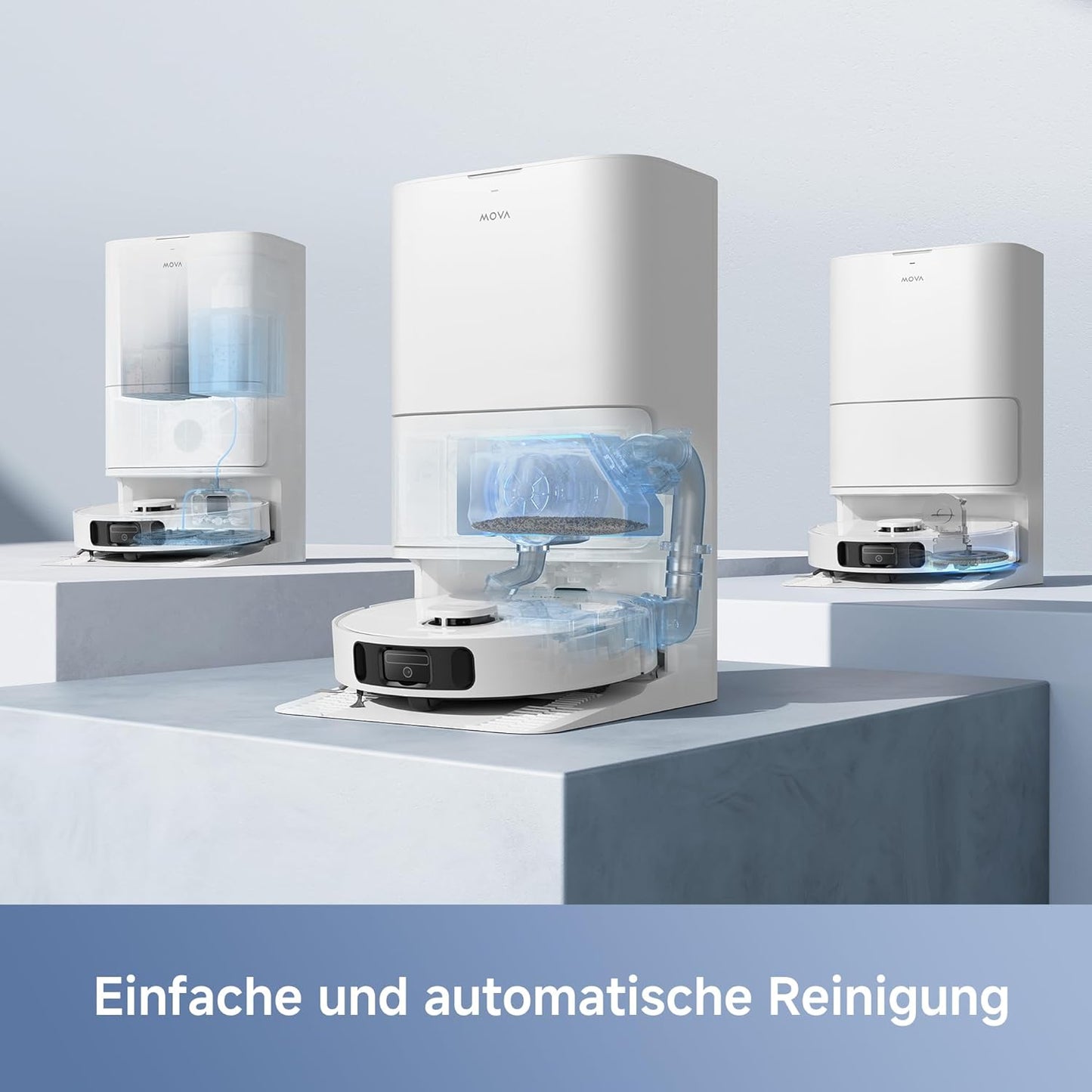 Mova E30 Ultra Roboterstaubsauger und -wischer mit automatischer Entleerung und Selbstreinigung des Wischers, 7.000Pa Saugleistung, 10,5 mm Wischeranhebung, Ultraschall-Teppicherkennung