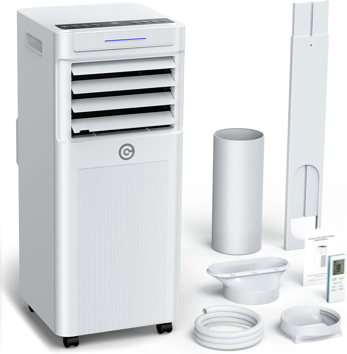 Klimaanlage Mobil 9000 BTU, 3-in-1 Mobile Klimaanlage mit Abluftschlauch,Kühlen,Entfeuchten, Luftzirkulation, LED Display&Fernbedienung, 24h-Timer, Leise&Energieeffizient, Für Räume bis zu 88 m³(33㎡)