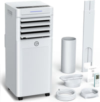 Klimaanlage Mobil 9000 BTU, 3-in-1 Mobile Klimaanlage mit Abluftschlauch,Kühlen,Entfeuchten, Luftzirkulation, LED Display&Fernbedienung, 24h-Timer, Leise&Energieeffizient, Für Räume bis zu 88 m³(33㎡)