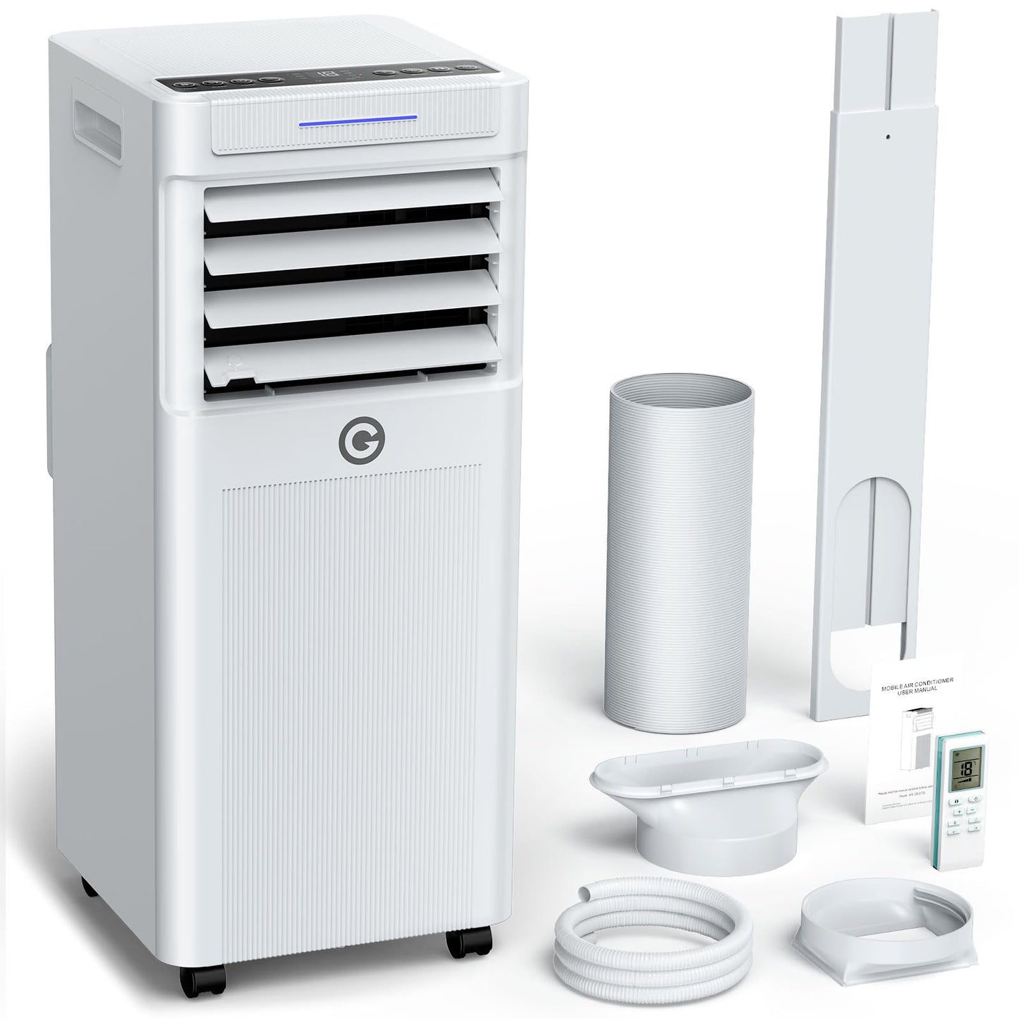 Klimaanlage Mobil 9000 BTU, 3-in-1 Mobile Klimaanlage mit Abluftschlauch,Kühlen,Entfeuchten, Luftzirkulation, LED Display&Fernbedienung, 24h-Timer, Leise&Energieeffizient, Für Räume bis zu 88 m³(33㎡)