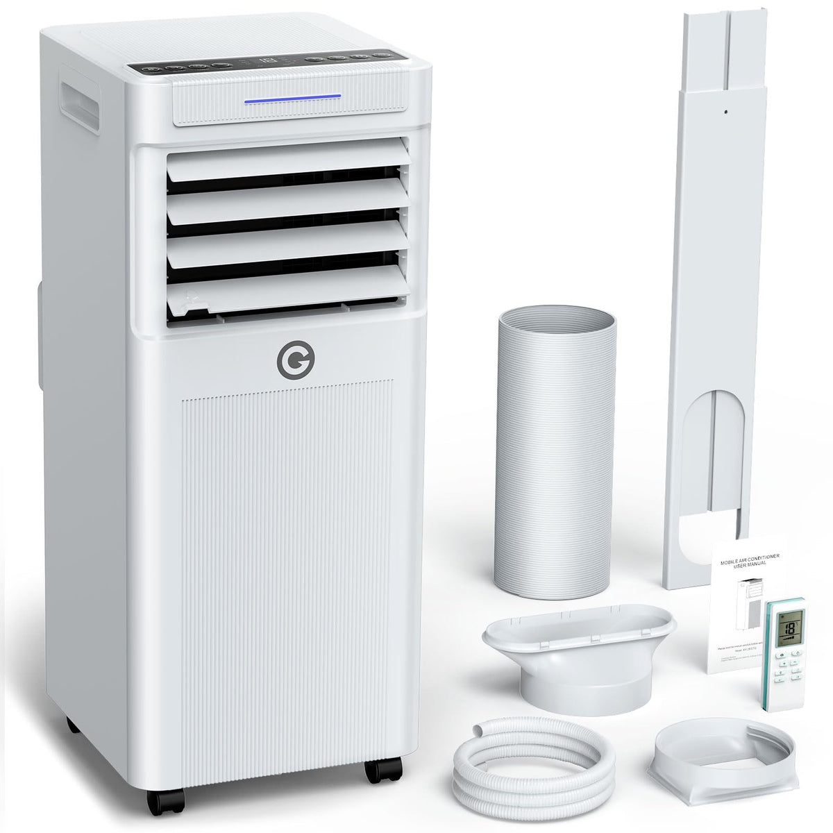Klimaanlage Mobil 9000 BTU, 3-in-1 Mobile Klimaanlage mit Abluftschlauch,Kühlen,Entfeuchten, Luftzirkulation, LED Display&Fernbedienung, 24h-Timer, Leise&Energieeffizient, Für Räume bis zu 88 m³(33㎡)