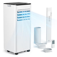 Mobile Klimaanlage 9000 BTU mit Abluftschlauch | 4-in-1 Mobiles Klimagerät | Leiser Betrieb <48 dB | Digitaldisplay + Fernbedienung | Fenster-Installationsset | 24h-Timer | Für Räume bis 25 m²