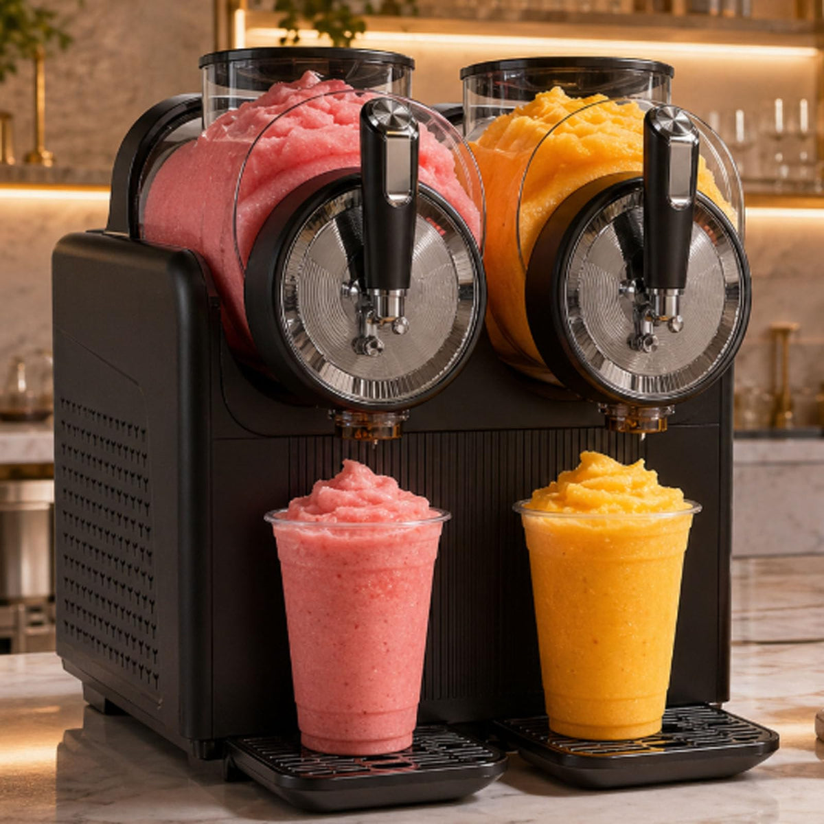 Slushie Maker 7-in-1, Softeis- & Slush-Maschine mit 2 × 2L Tanks, 430W, automatische Reinigung, für Zuhause & Café