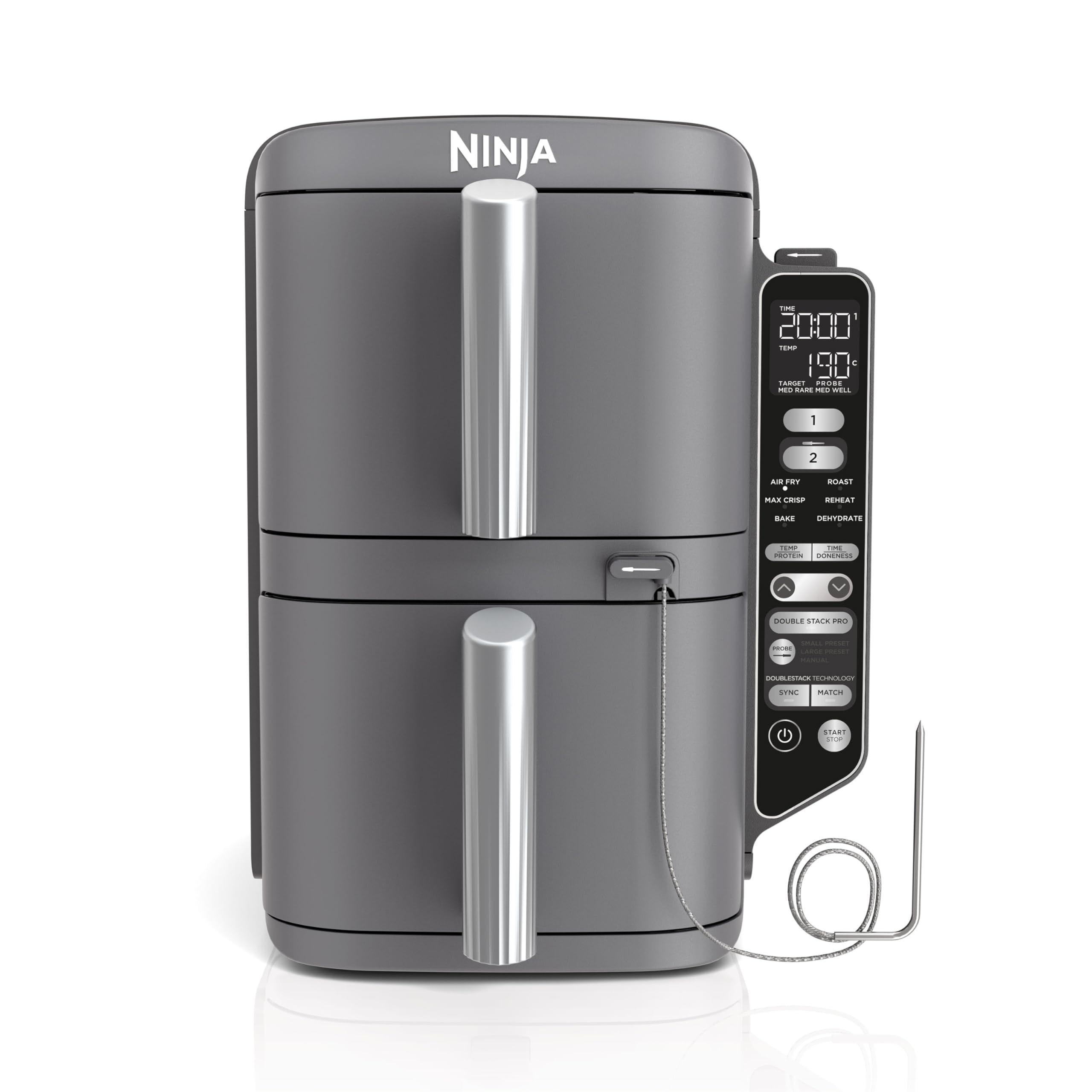 Ninja Foodi Dual Zone Digitale Heißluftfritteuse, 7,6L Airfryer, 2 Fächer, Antihaftbeschichtung, spülmaschinenfeste Körbe, 6-in-1, 4-6 Portionen, Schwarz AF300EU