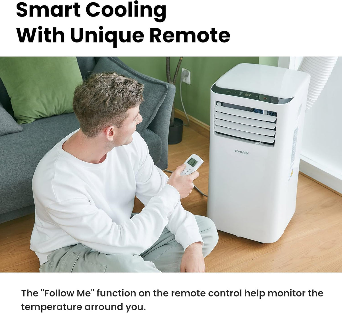 Comfee Mobiles Klimagerät MPPH-07CRN7, 7000 BTU 2,0kW, Kühlen&Ventilieren&Entfeuchten, Raumgröße bis 68m³(25㎡), Mobile Klimaanlage mit Abluftschlauch