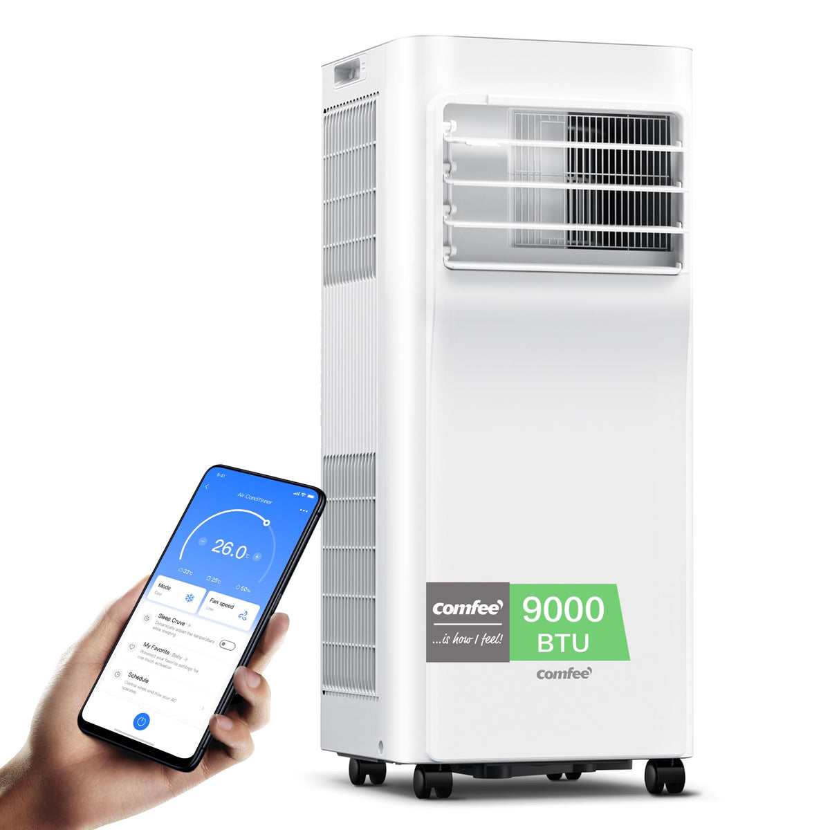 Comfee Mobiles Klimagerät MPPH-09CRN7, 9000 BTU 2,6kW, Kühlen&Ventilieren&Entfeuchten, Raumgröße bis 88m³(33㎡), Mobile Klimaanlage mit Abluftschlauch