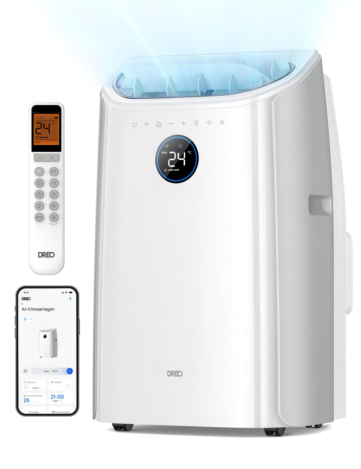 Dreo Tragbare Klimaanlagen, 10.000 BTU AC Einheit für Schlafzimmer mit Drainagefreier Kühlung, APP/Stimme/Fernbedienung, 24h Timer mit Ventilator & Luftentfeuchter, AC515S