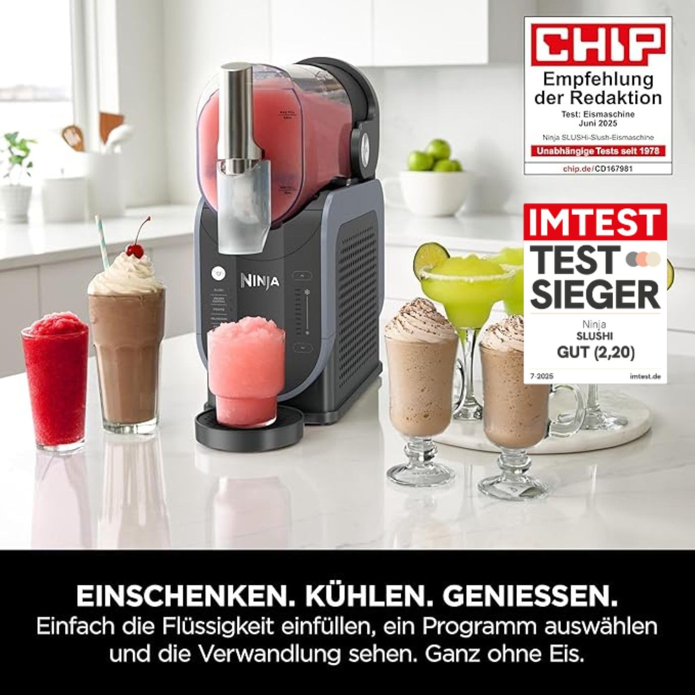 Ninja SLUSHi Maschine für Slush, Eis-Cocktails, Frappé, Blau & Grau FS301EU