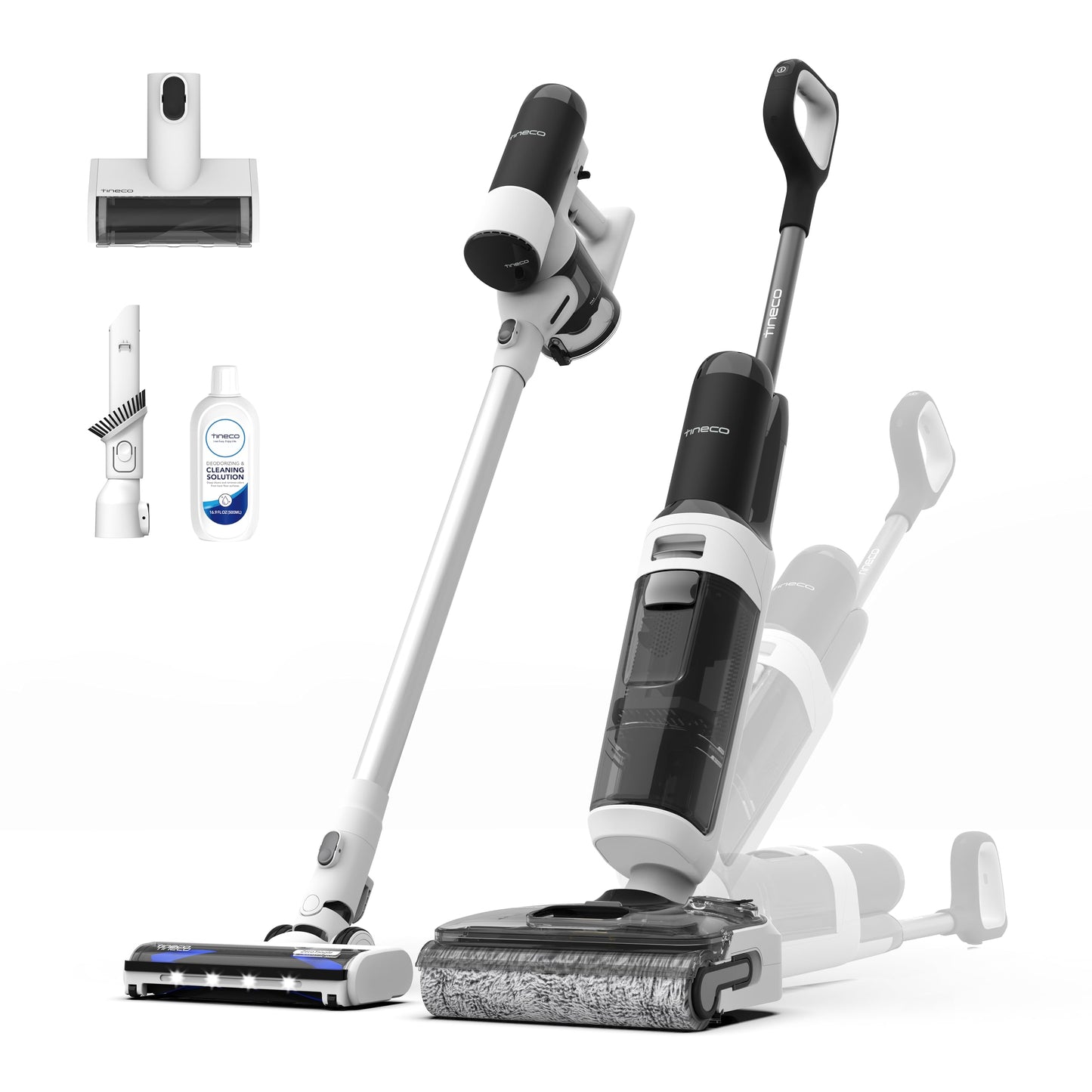 Tineco Floor One Stretch S6 Nass Trockensauger, 180°-Flachdesign Saugwischer 13cm Liegehöhe, 70°C 5min FlashDry Selbstreinigung, 3-Seitige Kantenreinigung 40min Laufzeit Reinigung unter tiefen Möbeln