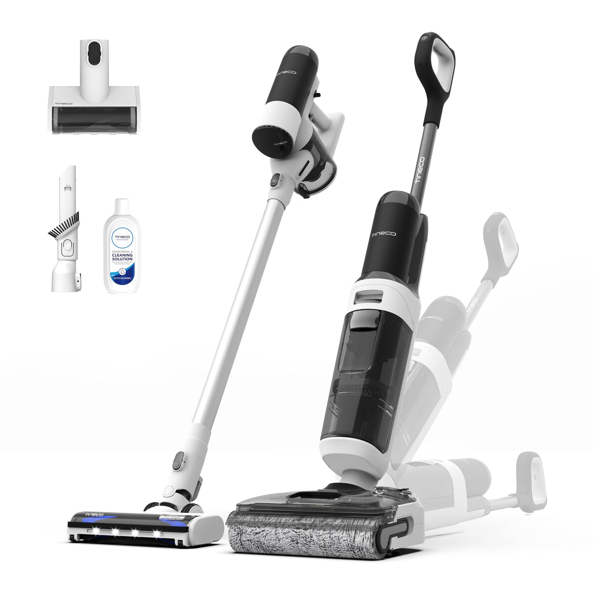 Tineco Floor One Stretch S6 Nass Trockensauger, 180°-Flachdesign Saugwischer 13cm Liegehöhe, 70°C 5min FlashDry Selbstreinigung, 3-Seitige Kantenreinigung 40min Laufzeit Reinigung unter tiefen Möbeln