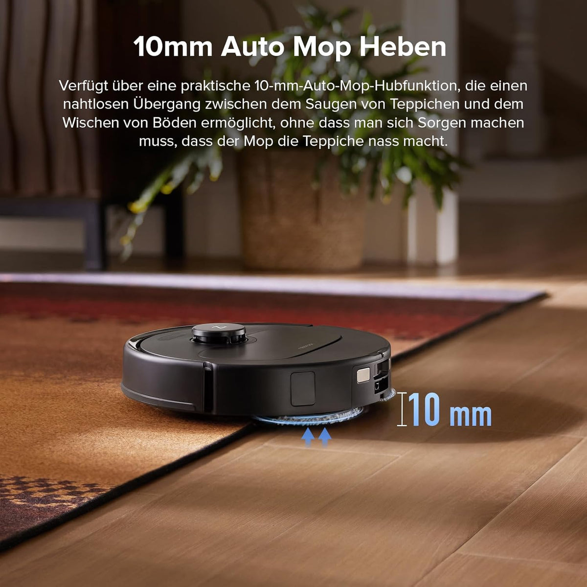 roborock QV 35S-Set Saugroboter mit Wischfunktion, 10.000 Pa HyperForce Saugkraft, Anti-Tangle-Bürsten, Anhebbare Schleudermopps, Intelligente Hindernisvermeidung, All-in-One Dock (Schwarz)