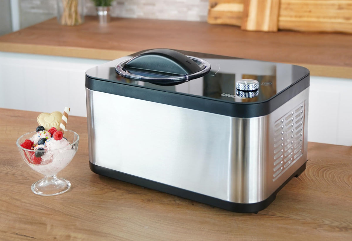 Unold 48826 EVA Eismaschine & Joghurtbereiter, Kompressor, 1,5 L, Eiscreme in ca. 30 Min., mit Timer