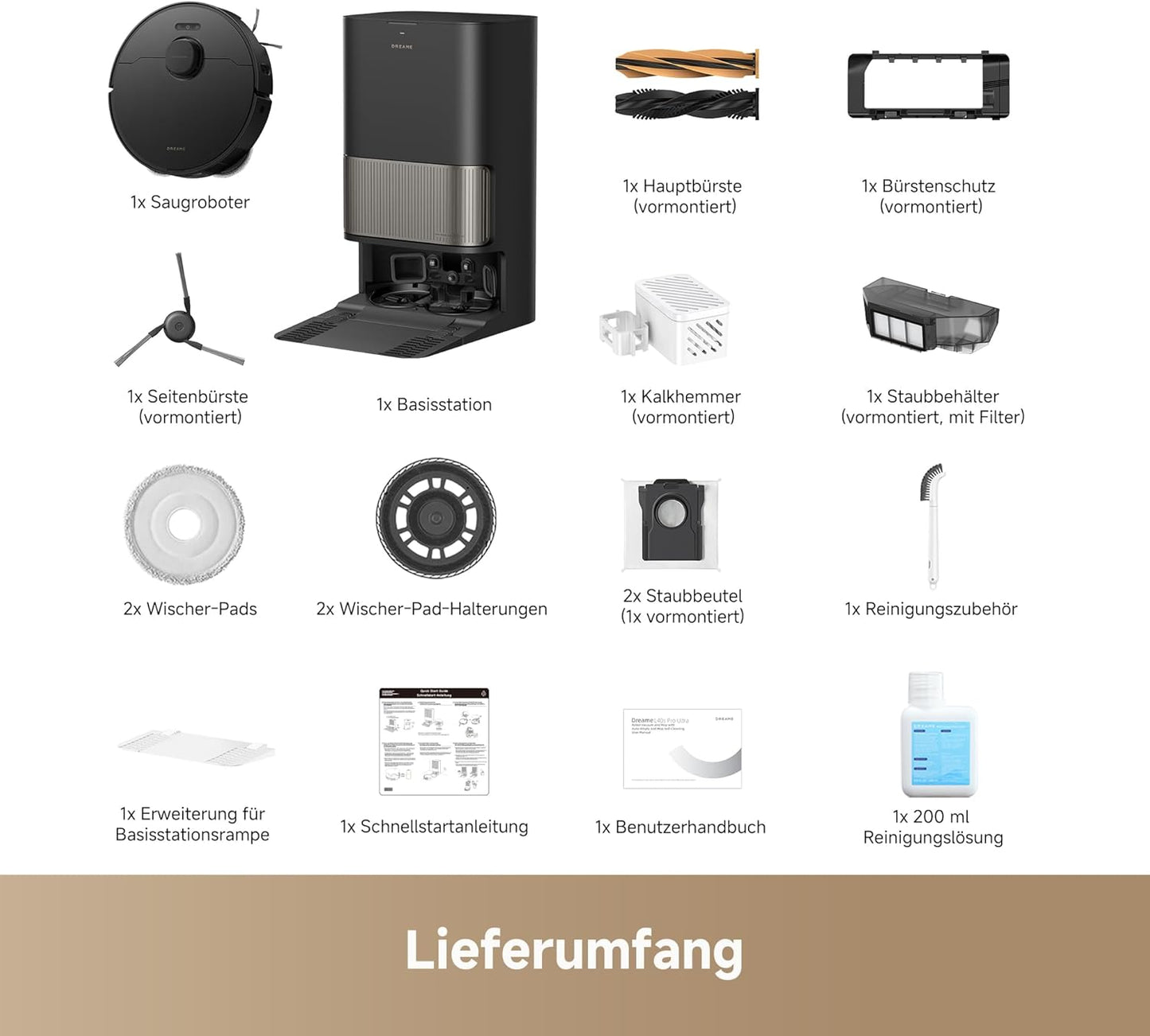dreame L40s Pro Ultra Saugroboter, selbstreinigende Wischmopps, 19.000 Pa Saugkraft, 100% Detangling DuoBrush, ausfahrbare Wischmopps, Hindernisvermeidung für mehr als 180 Objekte, Sprachsteuerung