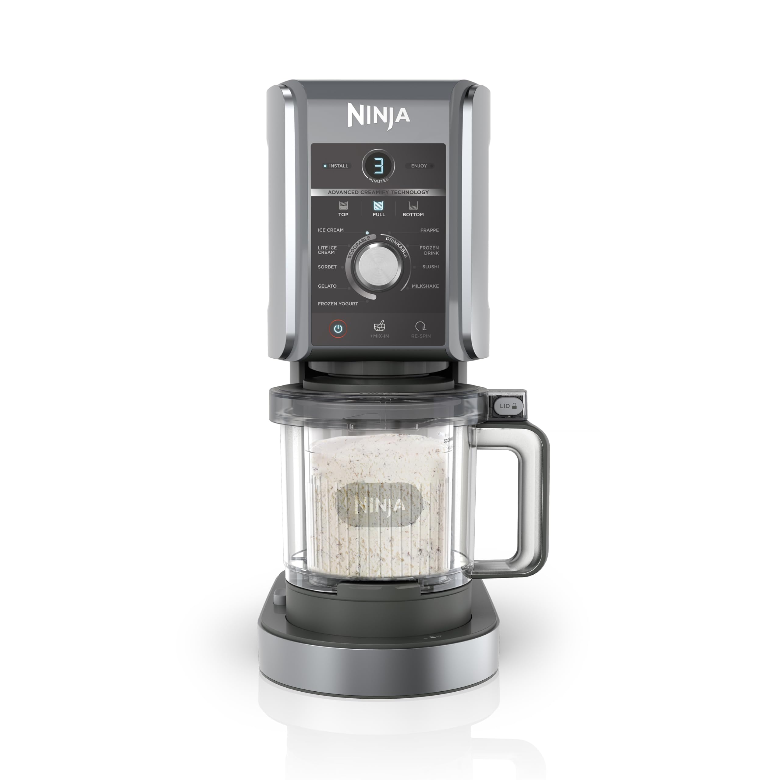 Ninja CREAMi Deluxe Eis-und Eisgetränkmaschine, mit 2 Bechern, Silber