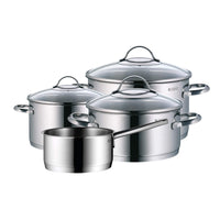 WMF Provence Plus Topfset Induktion 5-teilig, Kochtopf Set unbeschichtet mit Glasdeckel, für alle Herdarten geeignet, Induktions Töpfe Set, ohne Skalierung, Cromargan Edelstahl poliert