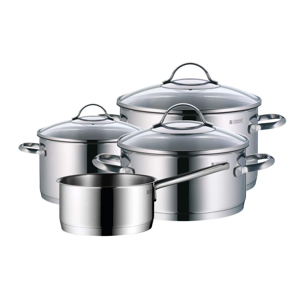 WMF Provence Plus Topfset Induktion 5-teilig, Kochtopf Set unbeschichtet mit Glasdeckel, für alle Herdarten geeignet, Induktions Töpfe Set, ohne Skalierung, Cromargan Edelstahl poliert