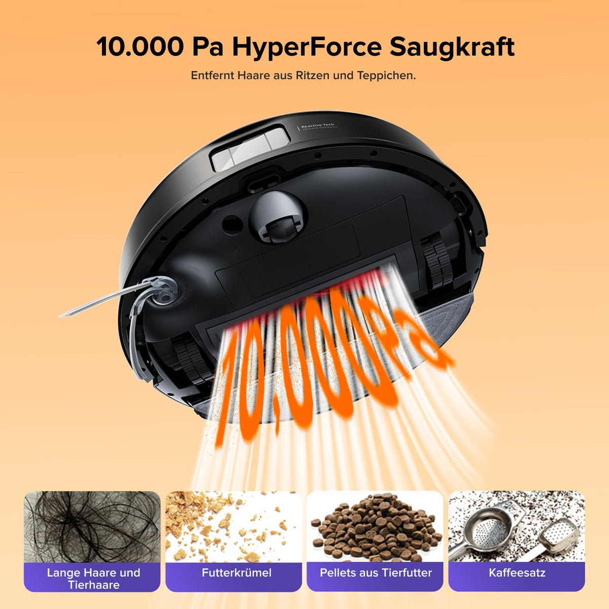 roborock Q10 S5+ Set Saugroboter mit Wischfunktion, 10.000 Pa HyperForce Saugkraft, Dual Anti-Tangle System, Auto Lifting Mopping, Ideal für Tierhaare, Teppiche, Hartböden (Schwarz)
