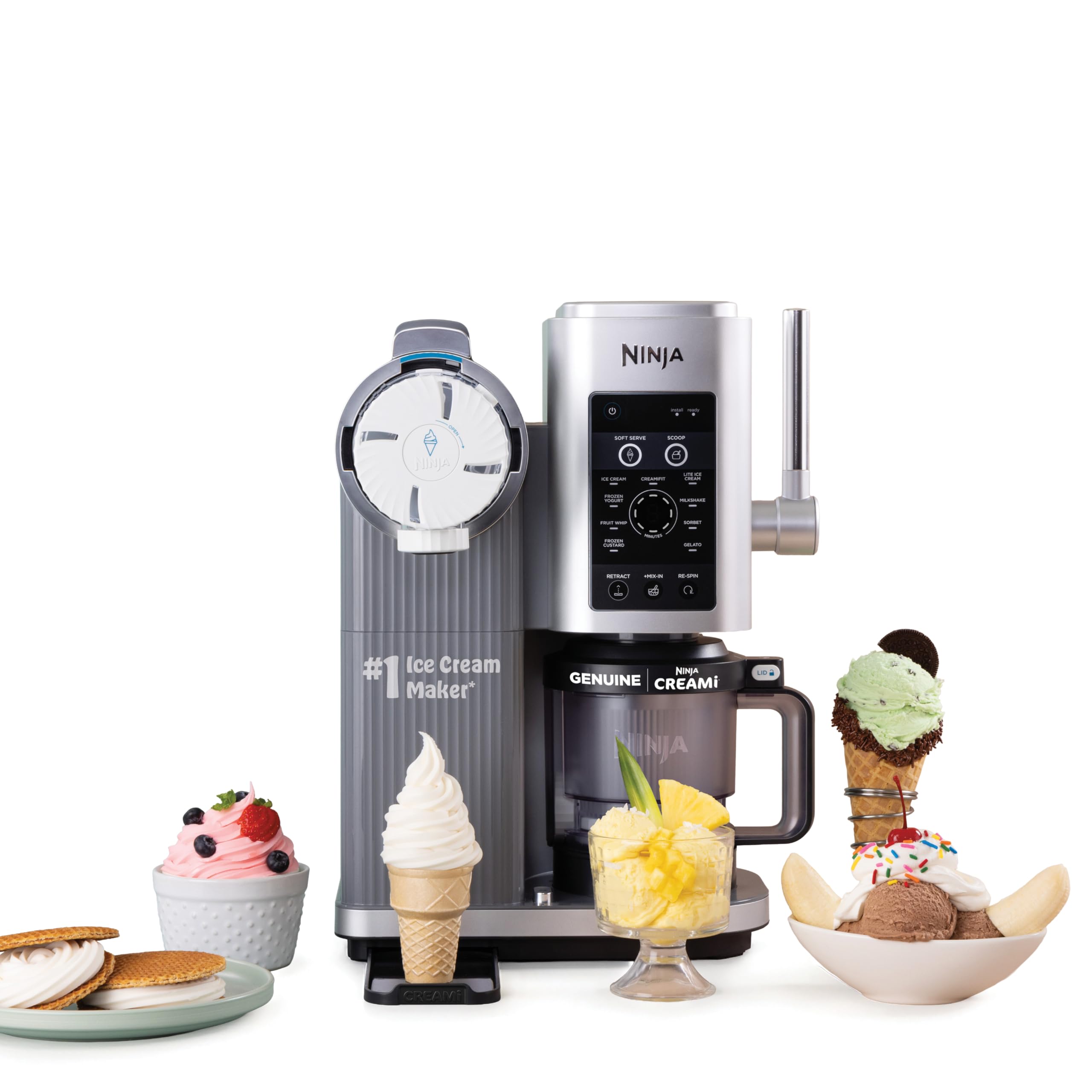 Ninja CREAMi Swirl 13-in-1 Eismaschine, Softeis, Sorbet, Milchshake & Frozen Joghurt, 2 × 473 ml Behälter