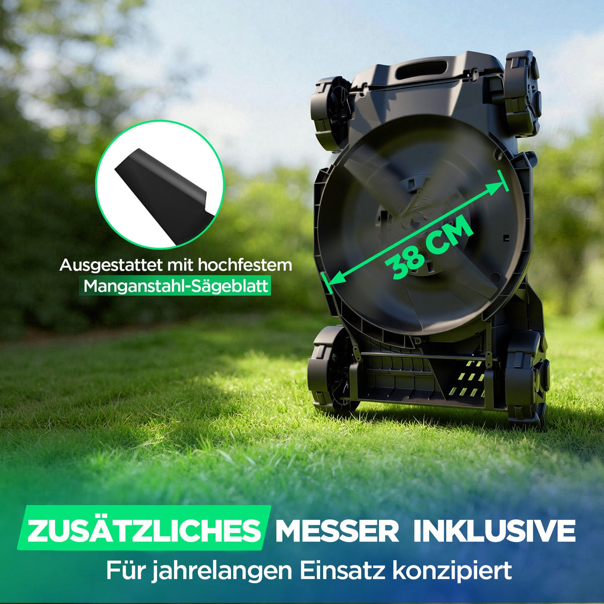 Kraftsense U20X  Slim 40V Akku-Rasenmäher bürstenlos 38 cm inkl. 2 × 5,0Ah Akkus