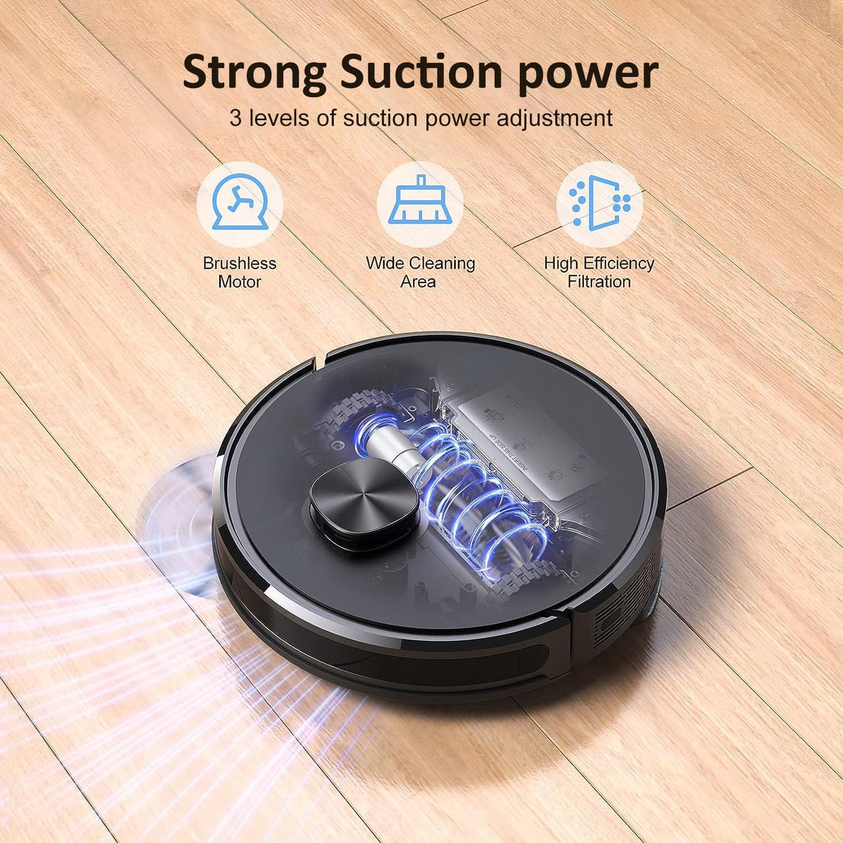 Lubluelu Saugroboter mit Wischfunktion 2-1, 4000Pa Staubsauger Roboter Lasernavigation mit 5 Karten, 55 dB Roboterstaubsauger mit APP Steuerung, Ideal für Tierhaare, Teppiche, Hartböden, Blau (SL60D)