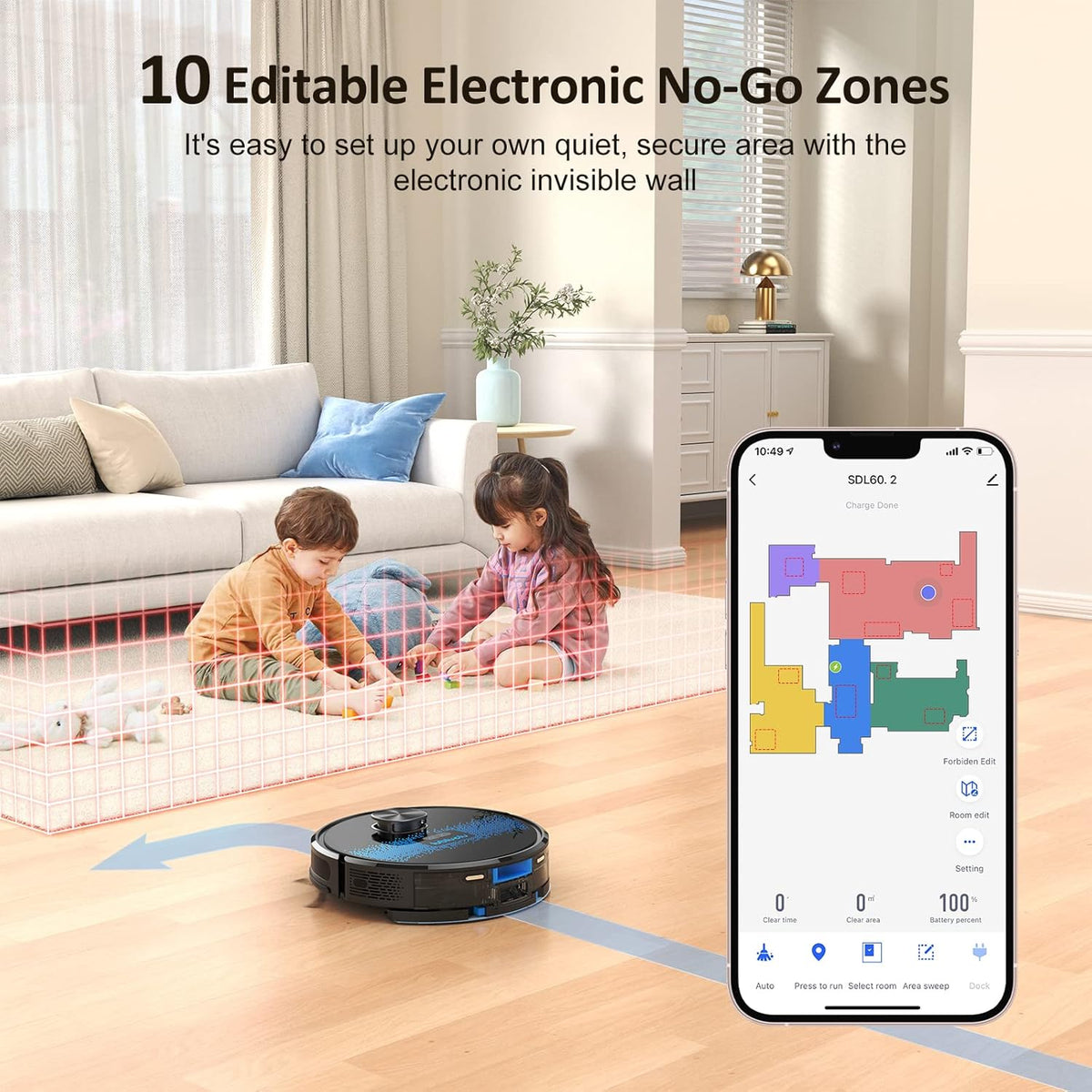 Lubluelu Saugroboter mit Wischfunktion 2-1, 4000Pa Staubsauger Roboter Lasernavigation mit 5 Karten, 55 dB Roboterstaubsauger mit APP Steuerung, Ideal für Tierhaare, Teppiche, Hartböden, Blau (SL60D)