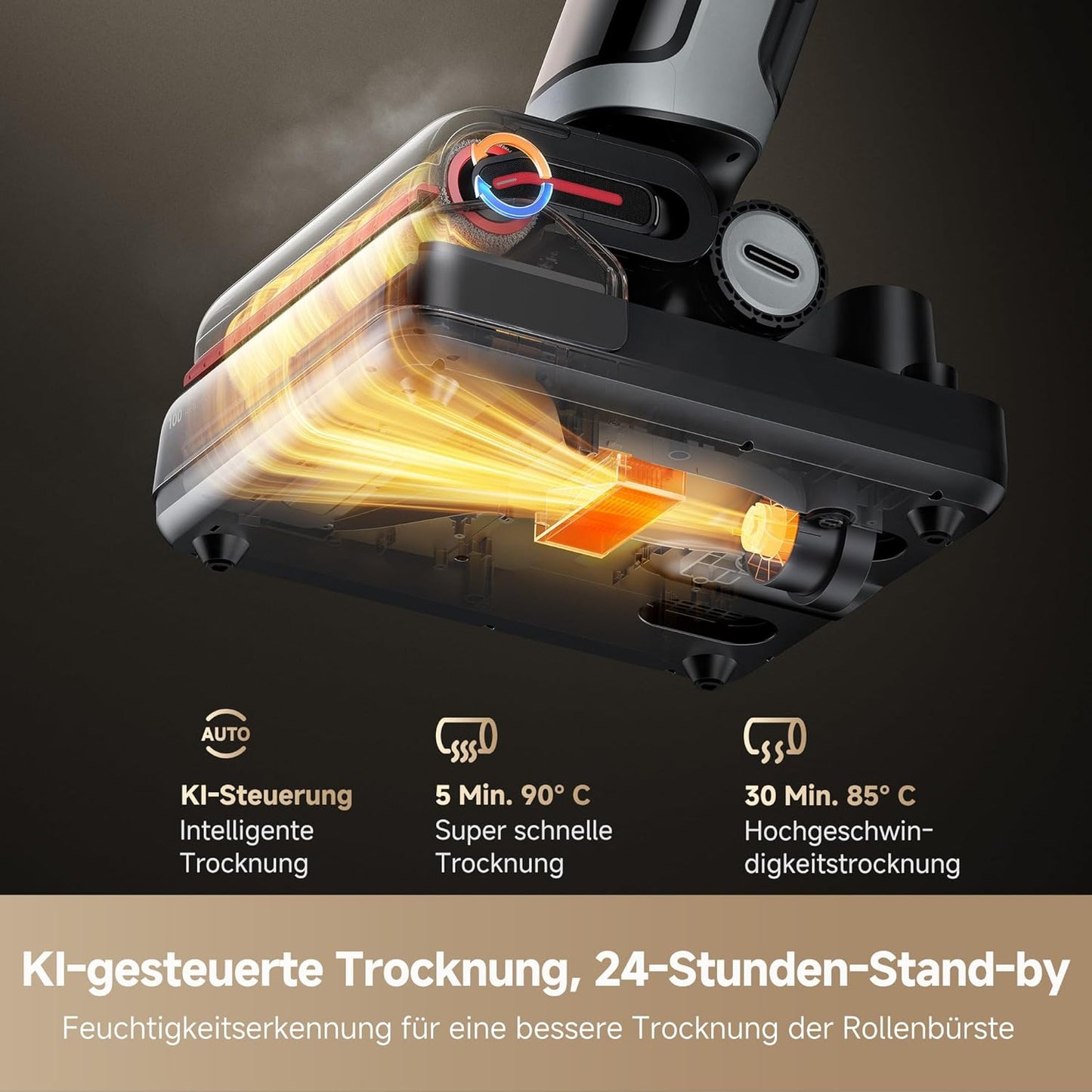 dreame H15 Pro Heat Nass- und Trockensauger, 85° C Wasser, GapFree AI-Roboterarm, RGB-Erkennung, 22.000 Pa Saugleistung, Haarentwirrung, 100° C Bürstenreinigung, 5 Min. 90° C Trocknung, App-Steuerung