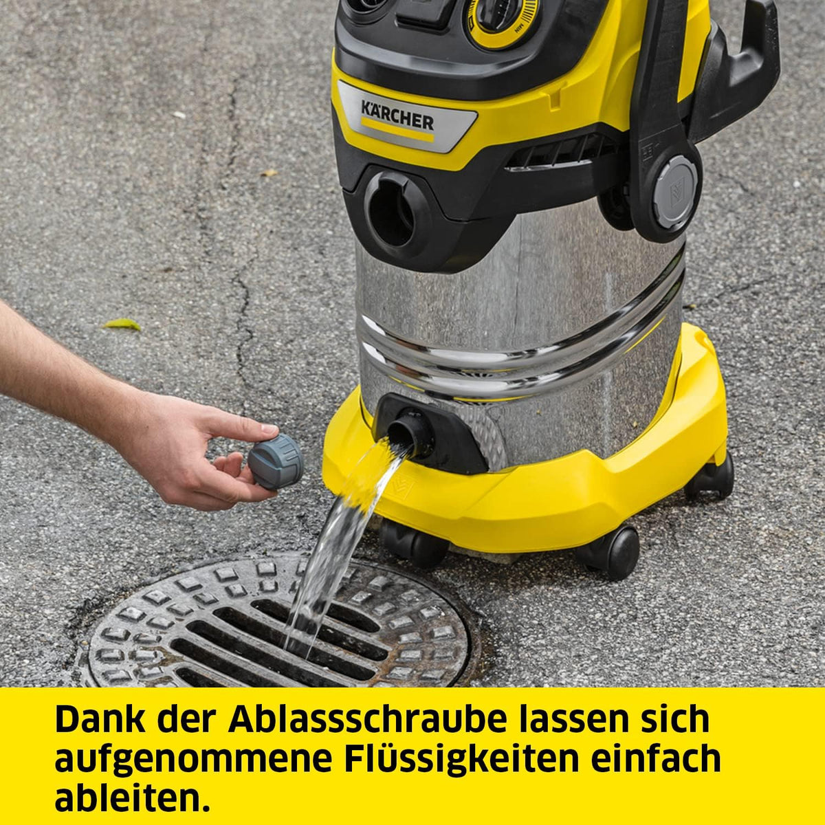 Kärcher Nass-/Trockensauger WD 6 P S V-30/6/22/T, inkl. Steckdose, Flachfaltenfilter, patentierter Filterbox, Filterreinigung, 1.300 W, Edelstahlbehälter: 30 l & Ablassschraube, Saugschlauch: 2,2 m