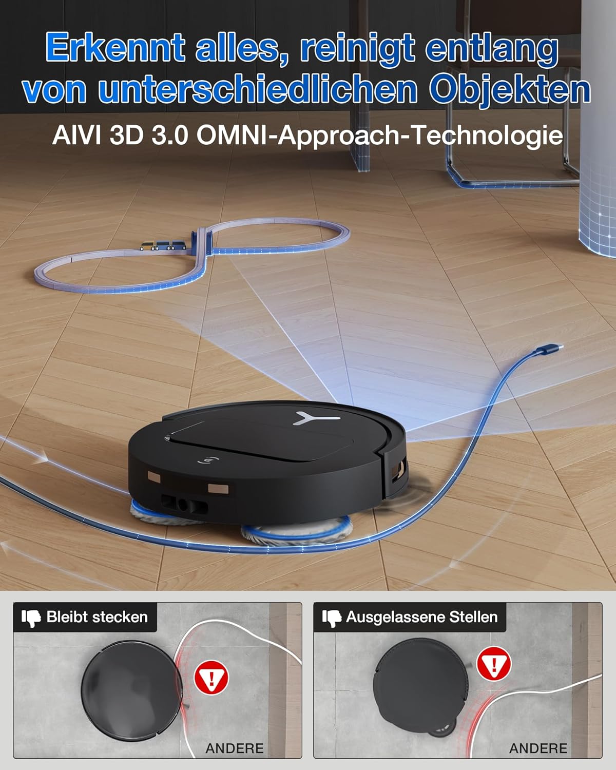 ECOVACS DEEBOT T50 PRO Omni Saugroboter mit Wischfunktion, Ausfahrende Seitenbürste und Wischmopp, 15.000 Pa, T30 PRO OMNI-Upgrade, Auto Zugabe von Reinigungslösung, Moppwäsche mit 75°C heißem Wasser