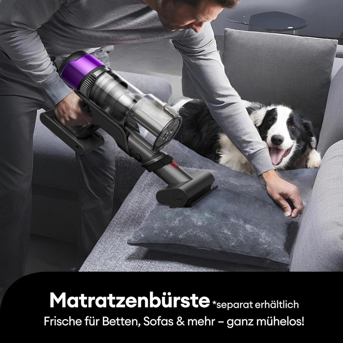 Ultenic U20 Akku Staubsauger, 55000Pa/ 600W/60Min Staubsauger Kabellos Mit Selbststehendes Design, Flexibles Biegegelenk, GreenEye-Technologie, Anti-Tangle Bodenbürste für Hartböden Teppiche Tierhaare