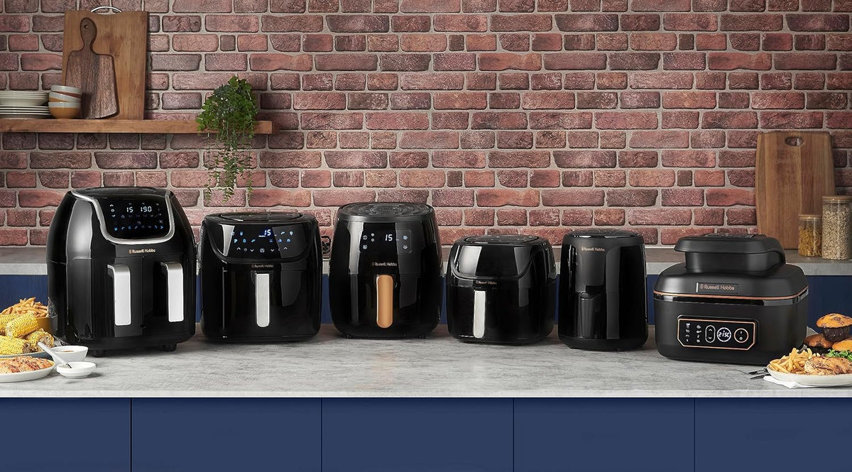 Russell Hobbs Heißluftfritteuse XXL 8L Rapid AirFryer [kompaktes Gehäuse,7 Kochfunktionen,10 Programme] SatisFry (spülmaschinenfest, max 220°C, Fritteuse ohne Öl, Grillen, Backen, Braten) 27170-56