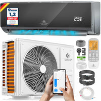 KESSER® Klimaanlage Set Split - mit WiFi/App Funktion Klimagerät - Kühlen A++/ Heizen A+ -12000 BTU/h (3.400 Watt) Kältemittel R32 - Fernbedienung, Timerfunktion - Inkl. komplettem Montagematerial