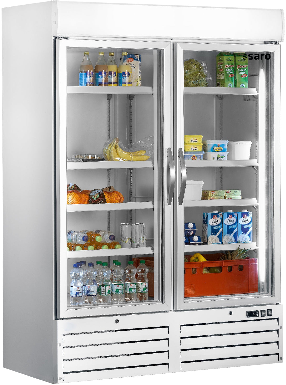 SARO Kühlschrank mit 2 Glastüren – weiß, Modell G 920 - EEK: B